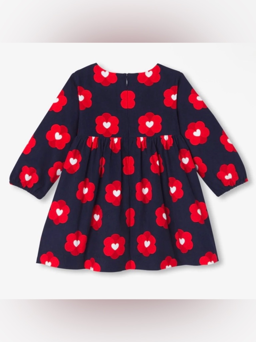 Jacadi Baby Girl Navy Corduroy Pop Floral Motif Dress - Marine/Multico - Size 6M - Picture 9 of 12